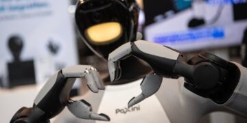 Humanoid robots exhibited at Hannover Messe 2026 in Germany