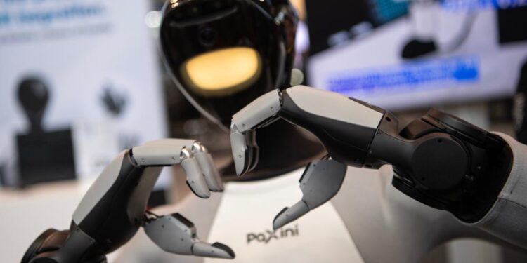 Humanoid robots exhibited at Hannover Messe 2026 in Germany